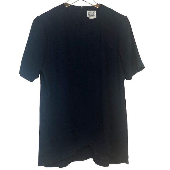 Vintage R&M Richards Short Sleeve Navy Tunic Blouse Size 8 - Picture 2 of 7